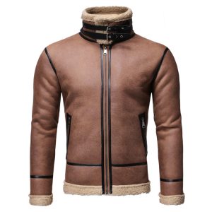 Biker jacket men's leather coat