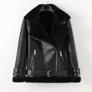 Men's motorcycle clothing lambskin bomber jacket plus velvet thick leather