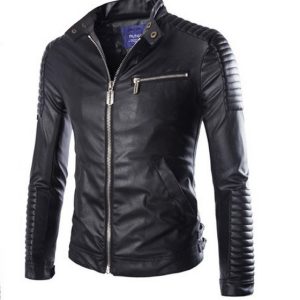 Men's Solid Color Leather Jacket Motorcycle Leather Jacket Men's
