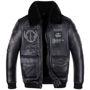 Leather Jacket Flight Suit For Men