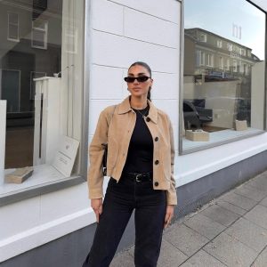 Lapel Leather Velvet Short Jacket