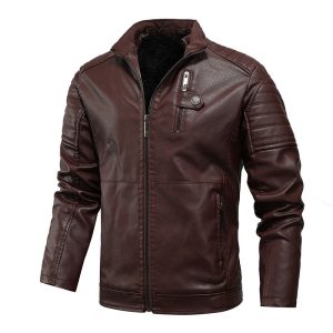 Leather Men's Leather Jacket Youth Motorcycle Leather Jacket Plus Velvet Thickening