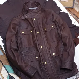 Trendy 2024 New Men's Genuine Leather jacket Real Goat Skin Jacket for Male Autumn Winter Clothes Outerwear Brown Plus Size 2XL