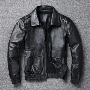 Real Leather Jacket Men Pure Cowhide Coat Spring Men's Flight Suit Lapel Jacket Chaquetas Hombre Large Size Pilot Leather Jacket