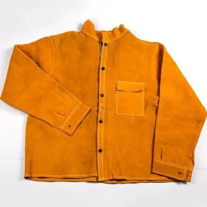 Leather Welding Work Jacket Flame-Resistant Heavy Duty Split Cowhide Leather Protective Clothing for Men&Women