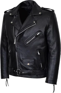 New Brando Fringe Black Men's Motorcycle Biker Cowhide Real Rock Leather Jacket MBF