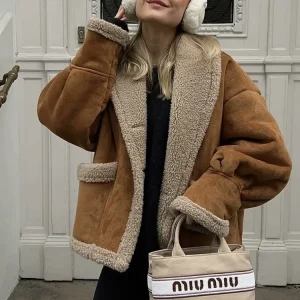 Winter Women's Suede Lamb Wool Jackets For Women Warm Coat Sheepskin Leather Loose Casual