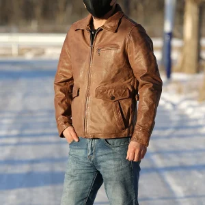 Spring Autumn New Man's Goat Skin Clothings Vintage Fashion Genuine Leather Jacket