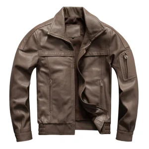 Top layer goat skin leather jacket men's 02 flight suit lapel short plus size leather jacket spring and autumn coat