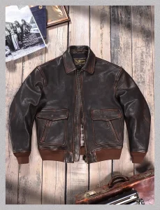 Vintage CC Shop Best,Classic Bomber genuine leather jacket.quality thick Tanned Goatskin Flight coat.Men Luxury leather cloth