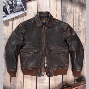Vintage CC Shop Best,Classic Bomber genuine leather jacket.quality thick Tanned Goatskin Flight coat.Men Luxury leather cloth