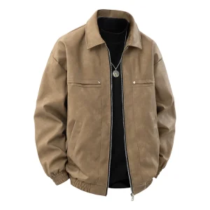 2025 Men's lapel retro, autumn casual PU leather jacket