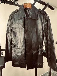 Goatskin Real Leather Jacket Men Spring Autumn Clothes Unique Coat Promotion Minor Flaws Non Refund and Non Exchange