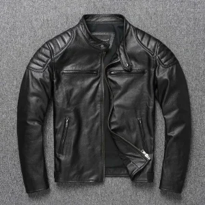 Motorcycle Riding First Layer Cowhide Leather Jacket Men's Stand-up Collar Youth Spring Autumn Large Size Jackets