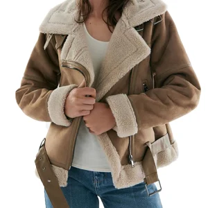 FMFSSOM Women Faux Suede Lambskin Leather Jacket Spring Female Brown Wool Coat Winter Warm Windproof Moto biker Lambs Short Outw