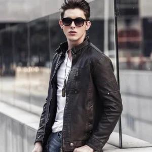 Free shipping Sturdy Biker Leather Jacket, 2025 New Genuine Cowhide, Vintage Motorcycle Coat for Autumn Winter, Handsome Style