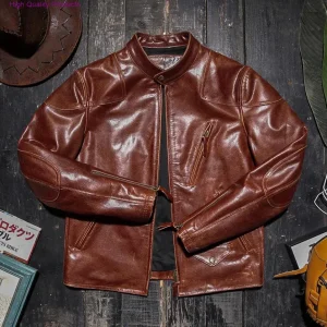 Leather Vintage Red Brown Jackets Mens Real Sheepskin Classic Motorcycle Jacket Venom Same Model Goatskin Leather Rider Coat 4XL