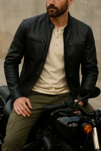 Vintage Brown Leather Jacket for Men, Genuine Cowhide Retro Coat, Warm Mens Outerwear for Daily Wear, Autumn Winter Jacket